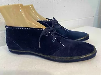 NOS KEDS 8.5 M Vtg 1970s Shoe BLUE Velvet Velour ANKLE BOOTIE Flat Boot Sneaker • $67.43