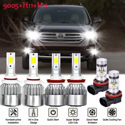 For Toyota Highlander 2011-2019 - 6x Combo LED Headlight Hi/Lo + Fog Light Bulbs • $26.97