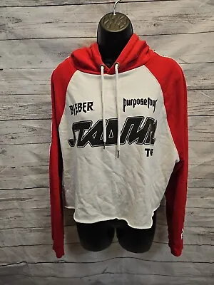 Justin Bieber Purpose Tour Ladies Red & White Concert Hoodie Sweatshirt Size M • $7.99