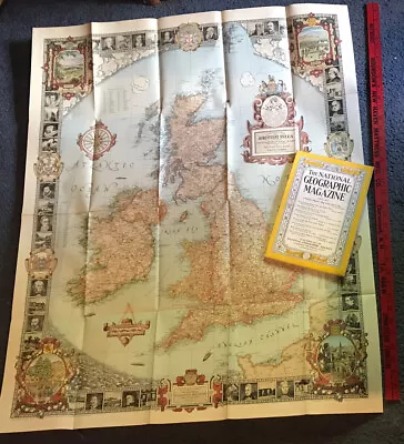 Original A Modern Pilgrim’s Map Of British Isles Nat. Geo Magazine June 1937 • $39.99