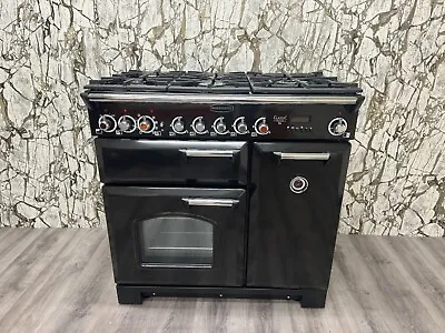 Rangemaster Classic Deluxe 90 Range Cooker In Black & Chrome Dual Fuel REF C41 • £1290