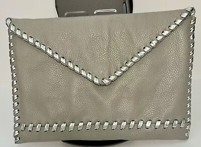 Laggo Gray Pebbled Leather Envelope Clutch Purse Snap Closure • $18.45