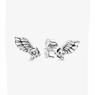 Pandora Sparkling Angel Wing Stud Earrings Ale S925 • £15.95
