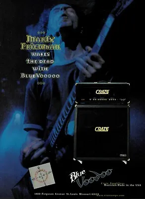 MARTY FRIEDMAN Of MEGADETH - CRATE AMPS - BLUE VOODOO - 1998 Print Advertisement • $5.95