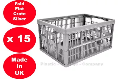£54.99 • Buy 15 X 32 Litre Foldable Crate Plastic Storage Box Basket Crate Flat Good For Cars