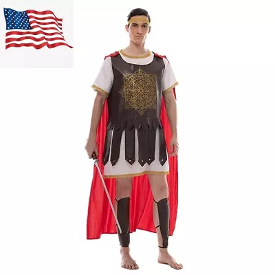 Men Roman Warrior Costume Soldier Adult Halloween Gladiator Party Dress Up • $35.99