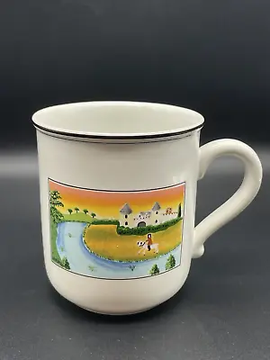 1 Villeroy & Boch Design Naif Castle River Man On Horse Rooster Mug Cup 10oz • $14.99