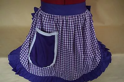 £19.99 • Buy RETRO VINTAGE 50's STYLE HALF APRON / PINNY - PURPLE & WHITE