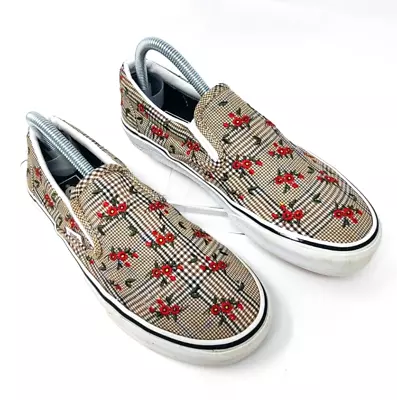 Vans Classic Slip On - Glen Plaid Floral-  Canvas Shoes Women's  Size 8 • $34.99