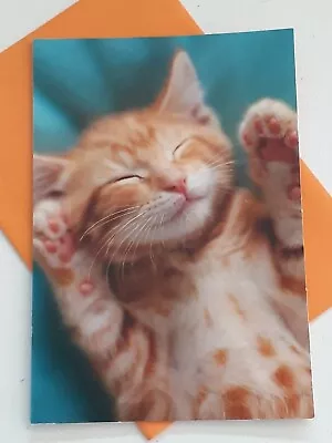 Unused Vintage Greeting Card & Envelope ~ Adorable Kitten ~ Relax & Get Well • $2.88