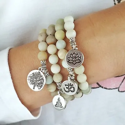 Natural Healing  Anxiety Stone Stretch Reiki Jewellery Bracelet Bead Chakra Gift • £4.95