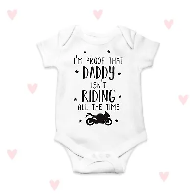 Biker Daddy Baby Grow Motorbike Theme Gifts Announcement Funny Boys Girls Custom • £8.90