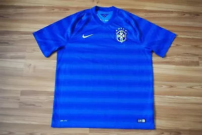 Brasil National Team 2014-2015-2016 Brazil Away Football Shirt Size Mens Xl Blue • $39.99