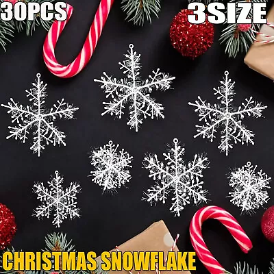 White Snowflakes Bunting Garland XMAS Christmas Decorations Hanging Ornaments • $19.99