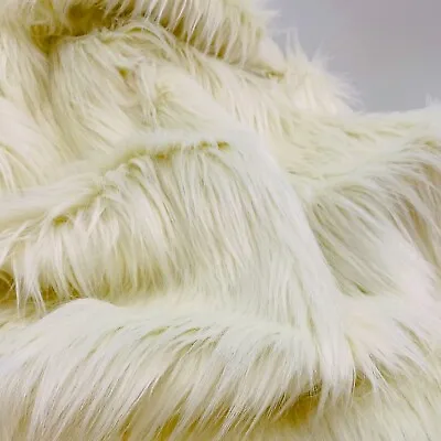 Ivory Mohair Shaggy Faux Fur Fabric By The Yard ( Long Pile ) 60  Wide • $23.99