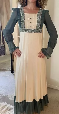 Vintage Gunne Sax By Jessica Cottage Core Prairie Green/Ivory Dress Sz 2/4 • $350