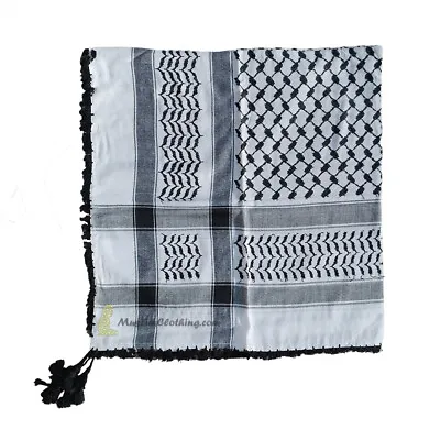 White & Black Islamic Arafat Shawl Cotton Scarf 120x120cm Muslim Men's Attire • $17.99