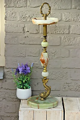 Vintage French Onyx Marble Dolphin Ashtray Stand  • $350