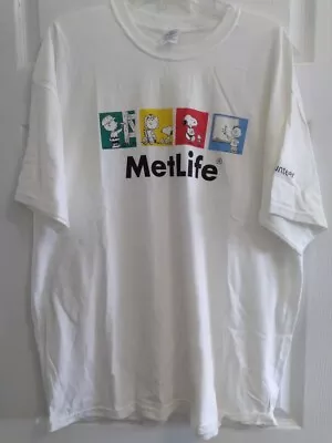 Men's Metlife Peanuts T Shirt White With Comic Strip Frames Snoopy Sally Size S • $9.99