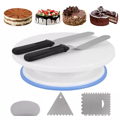 Cake Turntable Rotating Cake Stand Cake Plate Revolving Display Decorating Kit • £15.18