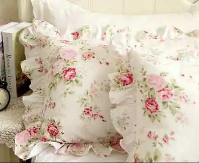 Country Rose Floral Pillowcases Pillow Covers Shabby Pink Standard Sham 1 Pair • $35.99