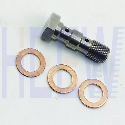 M10 X 1.0 STAINLESS STEEL BANJO Hex Fitting BOLT Brake Eye DOUBLE Metric 36mm • $8.97