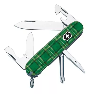 Victorinox Tinker Swiss Army Knife Irish Clover Plaid Special Design - V1158 • $38.99