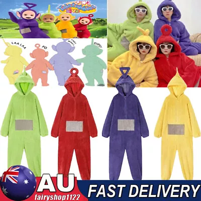 Adult Kids Teletubbies Costume Disi Onesis Lala Cosplay Jumpsuit Pajama Fancy AU • $26.69