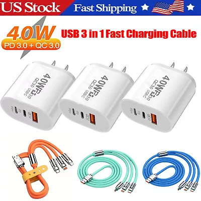 3 In 1 Fast USB Charging Cable Universal Multi Function Cell Phone Charger Cord • $5.54