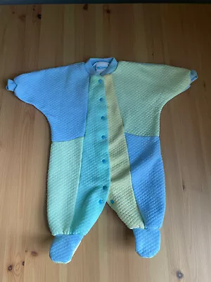 Vintage Carters’s Quilted Bubble Romper Footed Pajamas Baby 0-3 Months Blue • $10