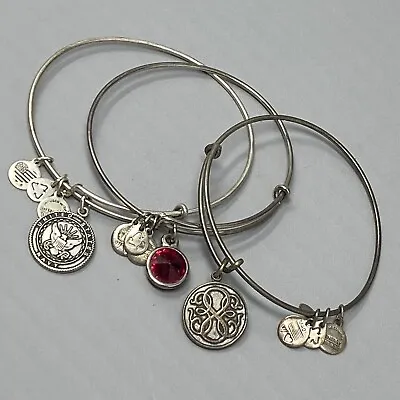 Alex Ani Bracelet Charm Lot Of 3 Silver Tone Dangle Navy Red Glass Rivoli Symbol • $16.20