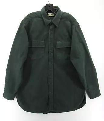VINTAGE LL Bean Shirt Men Large Tall Green Chamois Cloth Flannel Button Down 90s • $34.99