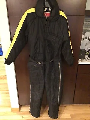 Vintage JC Penny Snowmobile Winter Snow Suit Unisex Black Yellow See Description • $55