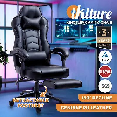 $179.90 • Buy Oikiture Gaming Chair Office Chairs Executive Footrest Computer Seat PU Leather