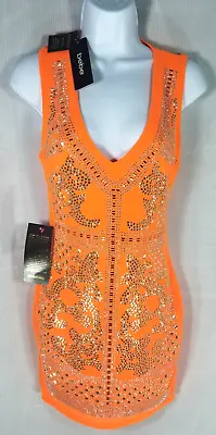 Bebe Embellished Open Shoulders Dress  $149 - Xxs Xs M - Orange - New With Tags • $43.18