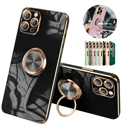 For IPhone 15 14 Pro Max 13 12 11 Shockproof Magnetic Ring Stand Slim Case Cover • $8.79