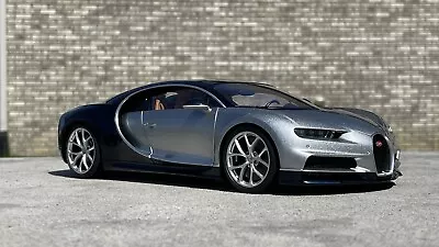 AUTOart 2017 Bugatti Chiron 1/18 Scale Model Car - Argent Silver/Atlantic Blue • $299