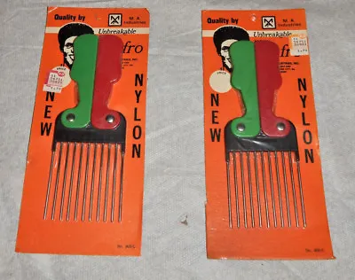 $39.55 • Buy  (2) Vintage Old School Nylon/Steel Green/Red Folding Pocket Afro Pick Comb 