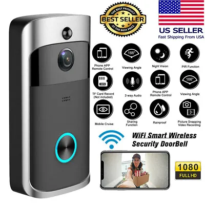 $36.88 • Buy Smart Wireless WiFi Ring Doorbell Security Intercom Video Camera Door Bell Chime