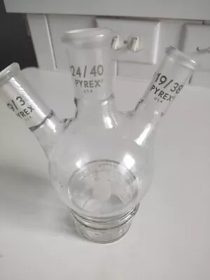 PYREX 24/40 19/38 300ml 3-Neck Vacuum Distillation Flask Lab Glass Beaker • $17