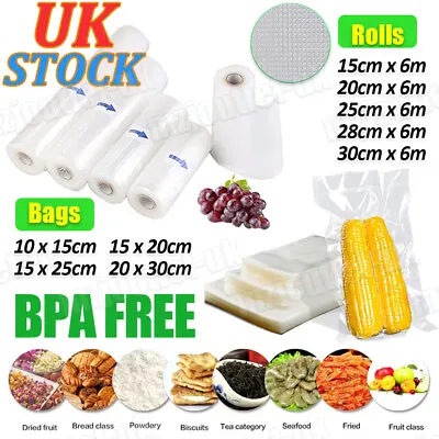 Textured Vacuum Sealer Bags Rolls Food Storage Saver Seal Dry Wet Pack Embossed • £4.99