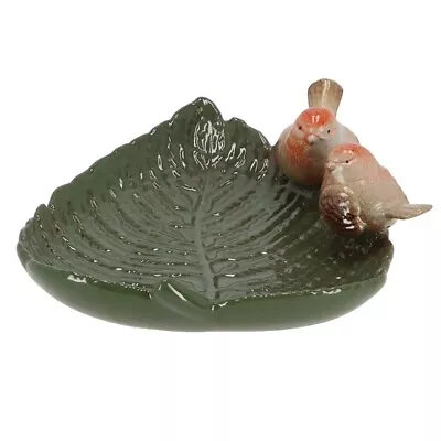 £18.95 • Buy Ceramic Bird Bath Pair Of Birds Leaf Embossed Pattern Garden Decor Bird Feeder