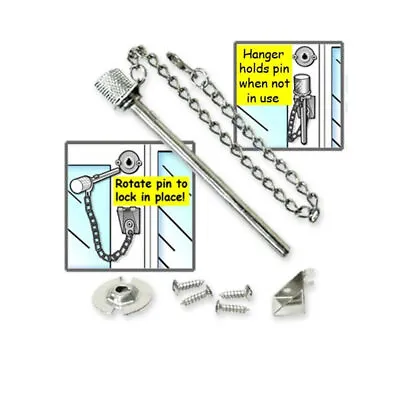 Window Guard Pin Lock Set For Sliding Doors Windows Chrome Nitelock Home Safety • $8.32