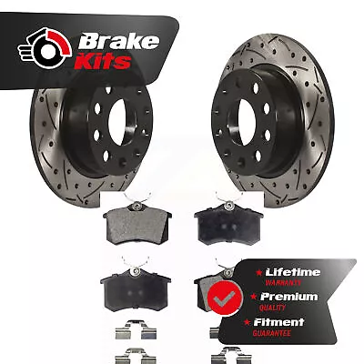 Rear Drill Slot Disc Brake Rotors Ceramic Pad Kit For 2011-2011 Volkswagen Jetta • $75.80