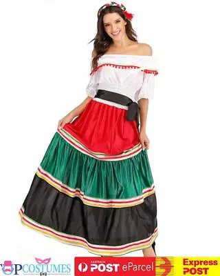 Senorita Costume Folk Mexican Dress Spanish Lady Wild West Flamenco Dancer • $41.81