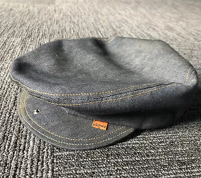 Vintage Levis Orange Tab Dark Wash Denim Flat Cap Golf Driver Cabbie Newsboy Hat • $48