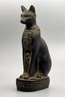 EGYPTIAN CAT BASTET Goddess Statue Antiques Egypt Black Sculpture Stone • $99