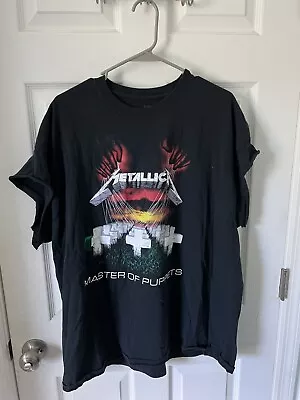 Metallica Master Of Puppets Black T Shirt Mens Size 2XL Cut Off Sleeves • $9.79