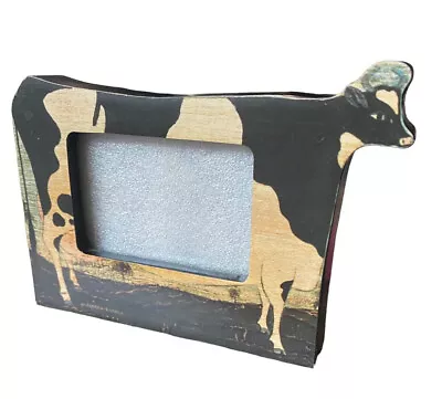 Vtg Warren Kimble Wooden Cow Photo Frame Folk Art Country Rustic Farmhouse • $19.99