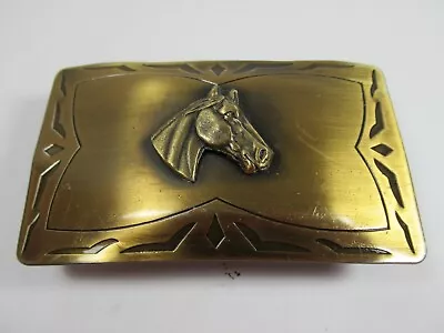 Vintage 1970's Horse Room To Specialize Bronze Metal Type Belt Buckle • $9.99